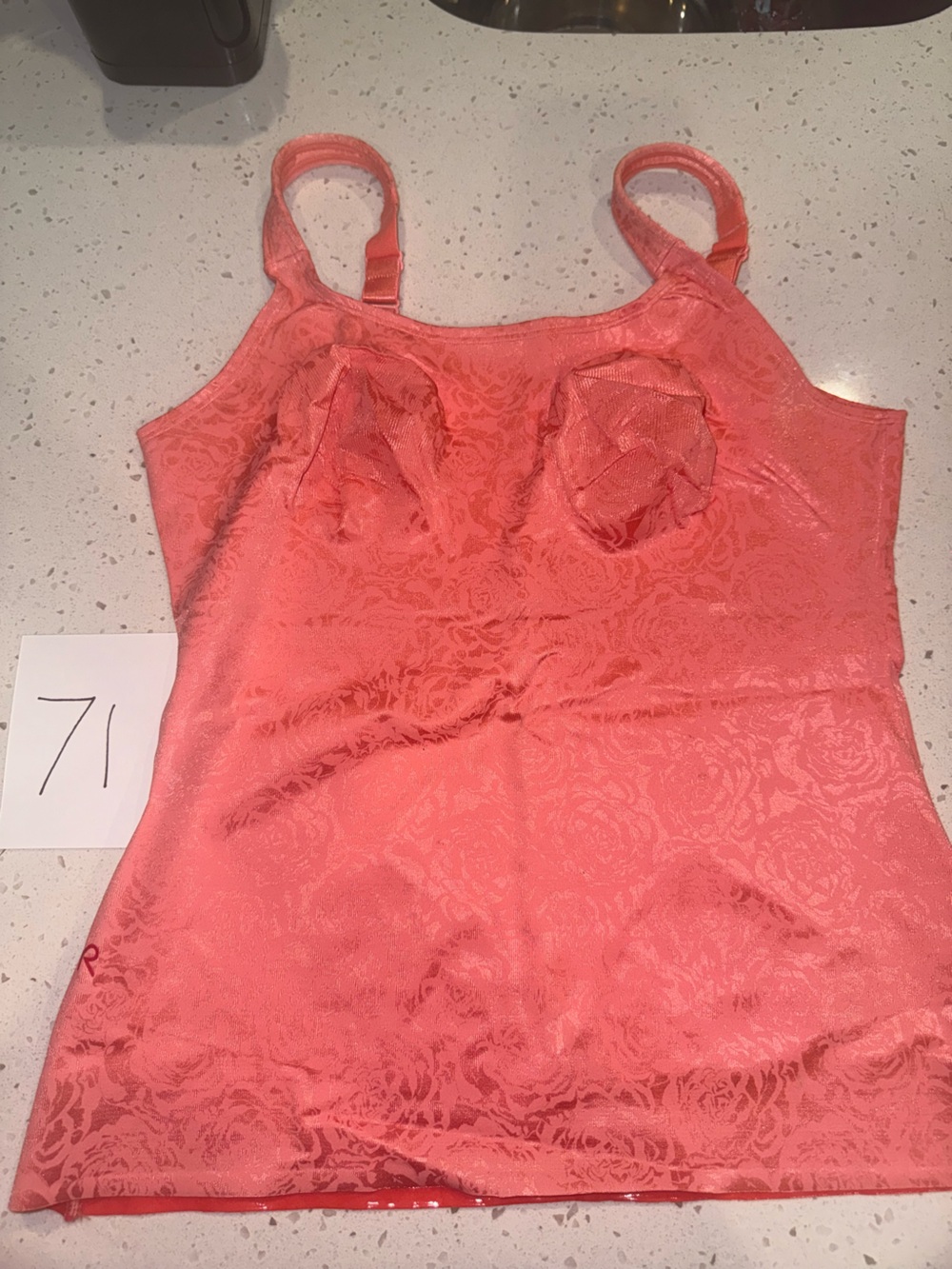 Ruby Ribbon Original Cami, Coral with Rose Deluster, RARE, 38